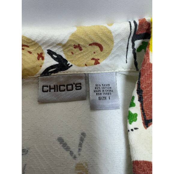 Chico’s Women’s Blazer Sz 1 US 8-10 Medium Abstract Artsy Whimsical - Picture 4 of 8